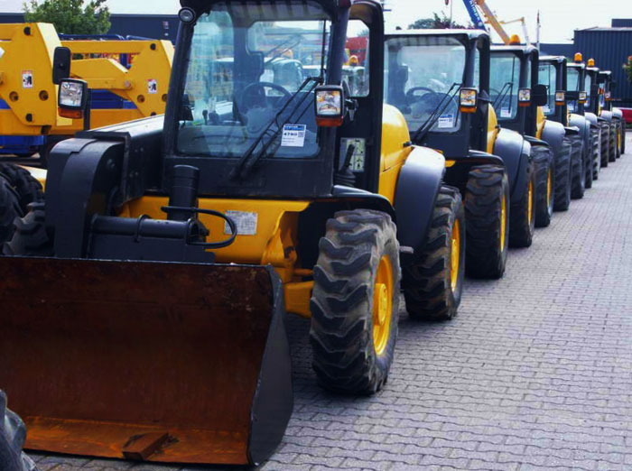 Forklifters in Pfeifer’s yard